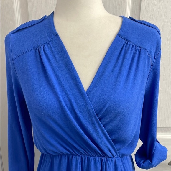 Maeve Anthropologie Blue Long Sleeve Wrap Dress - Picture 2 of 13
